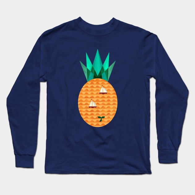 Pineapple Ocean Long Sleeve T-Shirt by coffeeman